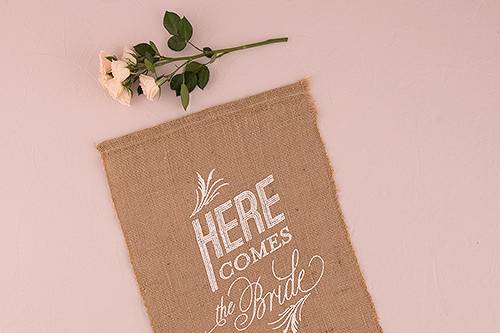 Bright Pink Burlap Lace Effect Guestbook Tree Message Personalised Wedding Sign 