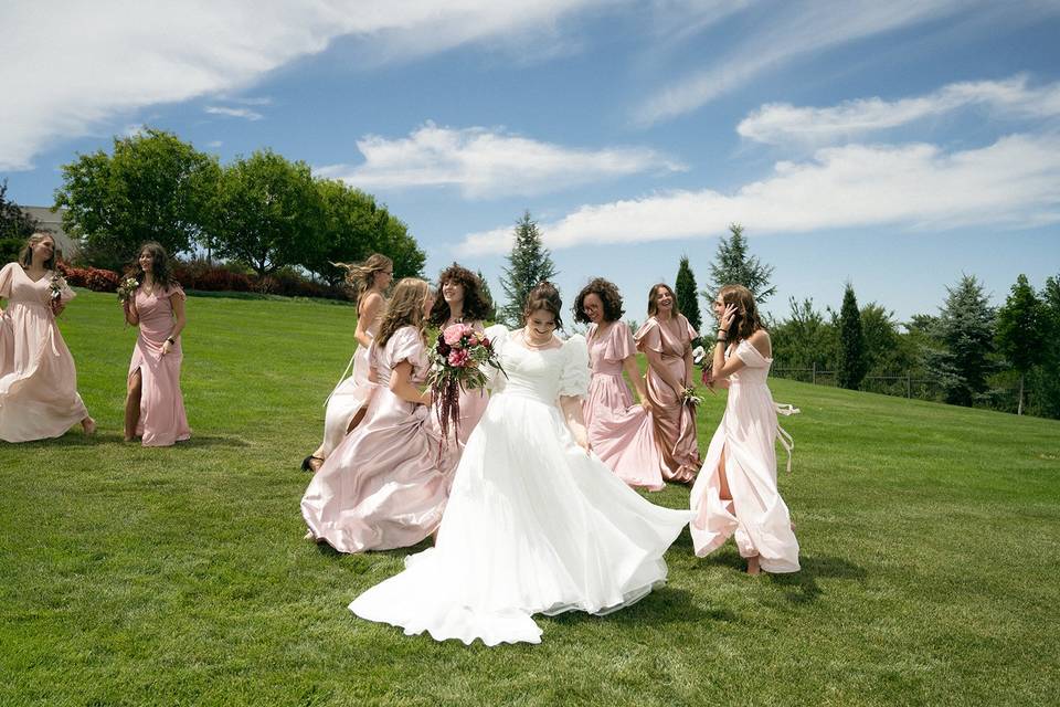 Frolicking spring wedding