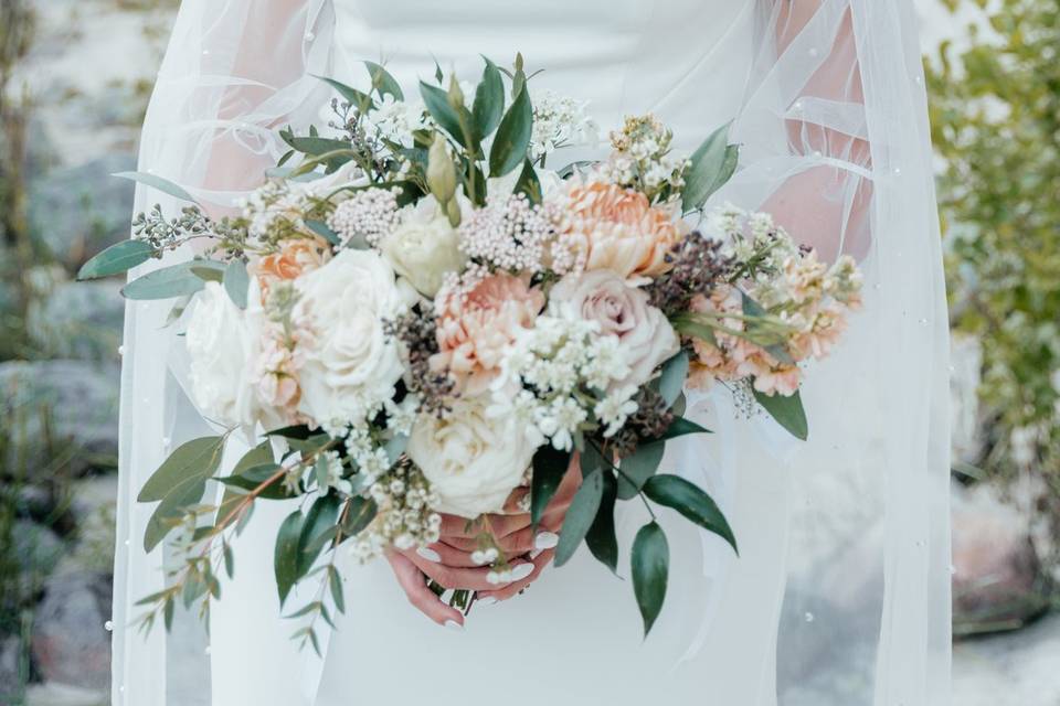 Blush, pink and white bridal