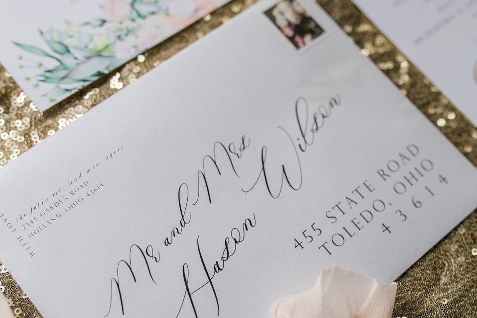 Calligraphy wedding envelope