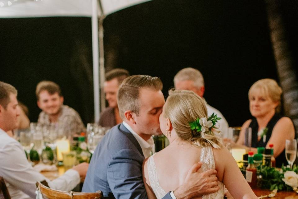 Bride and Groom Kiss