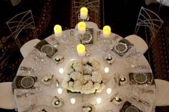 What a great view of this gorgeous tablescape in the Grand Ballroom at the Omni William Penn Hotel.