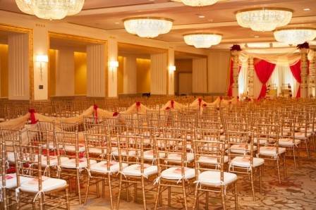 Elegant wedding ceremony set up at the Omni William Penn Hotel.