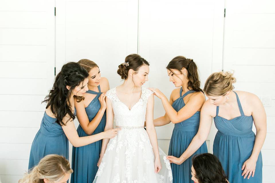 Bride and bridesmaids