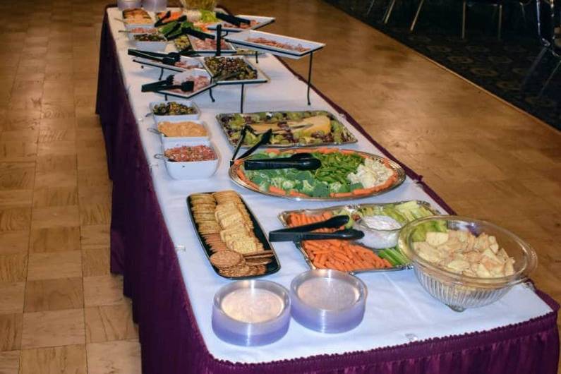 Catered buffet in banquet hall