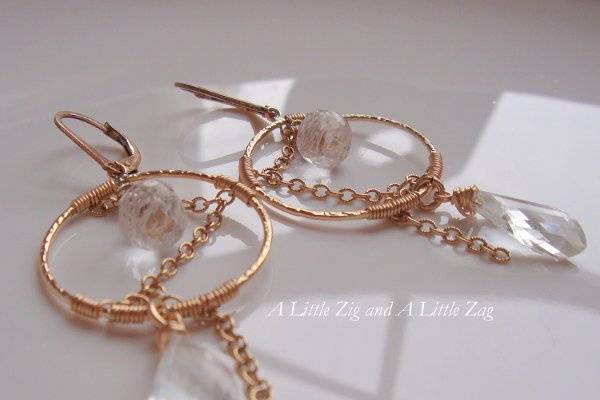 Zig Zag Earrings in Crystal Quartz