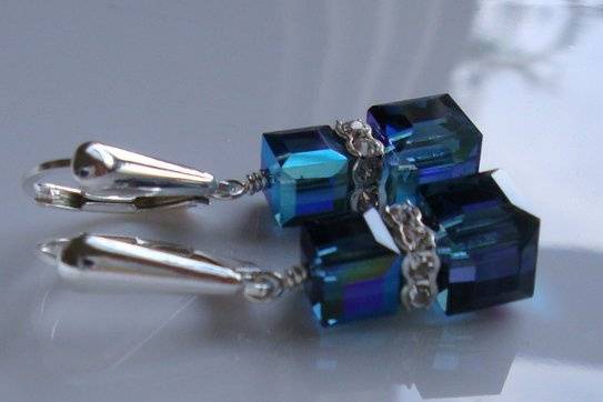 Custom Swarovski Crystal Cube Earrings for Bridal Party