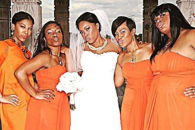 Bride with bridesmaids