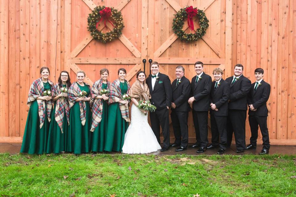 The Barn at Gully Tavern - bride and groom with the wedding party