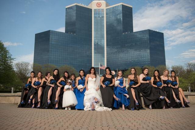 The bride and wedding attendants