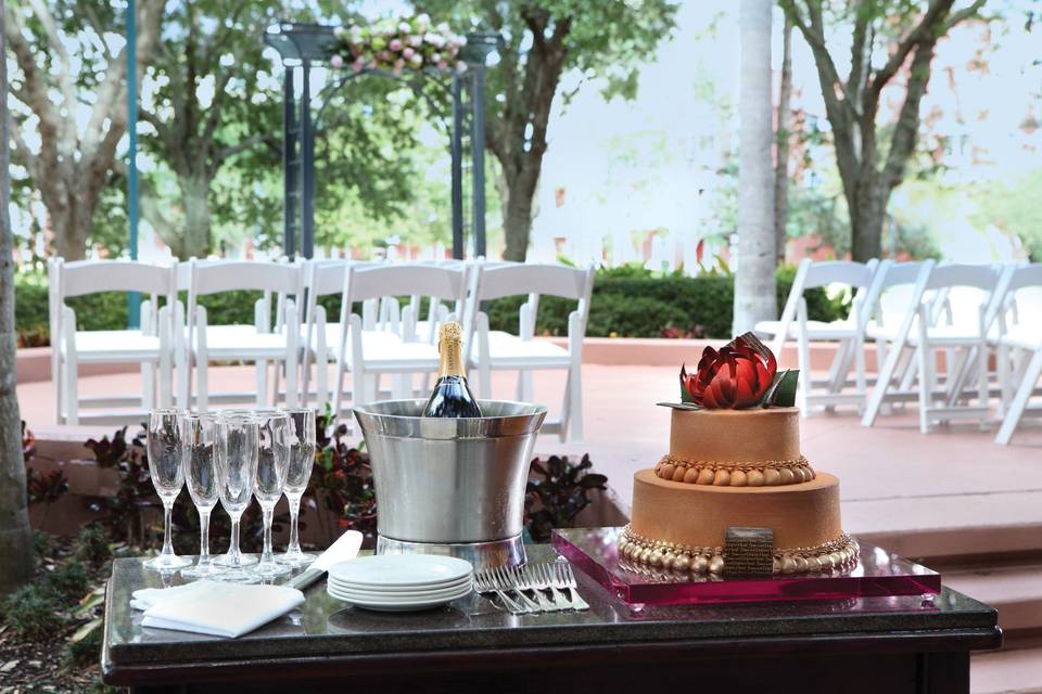 Cake and wine table