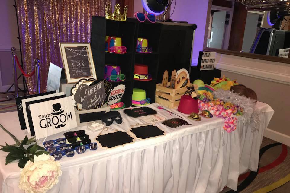 Photo booth props table