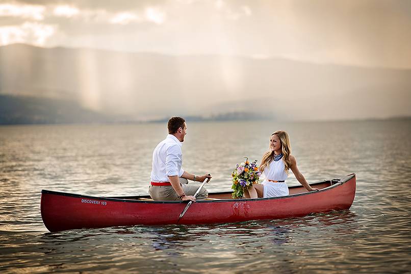 Canoe outside of the lodge