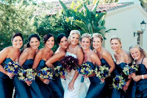 Bride with her bridesmaids