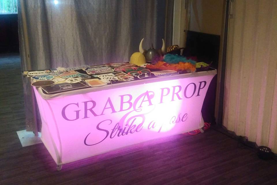 Prop table for photo booth