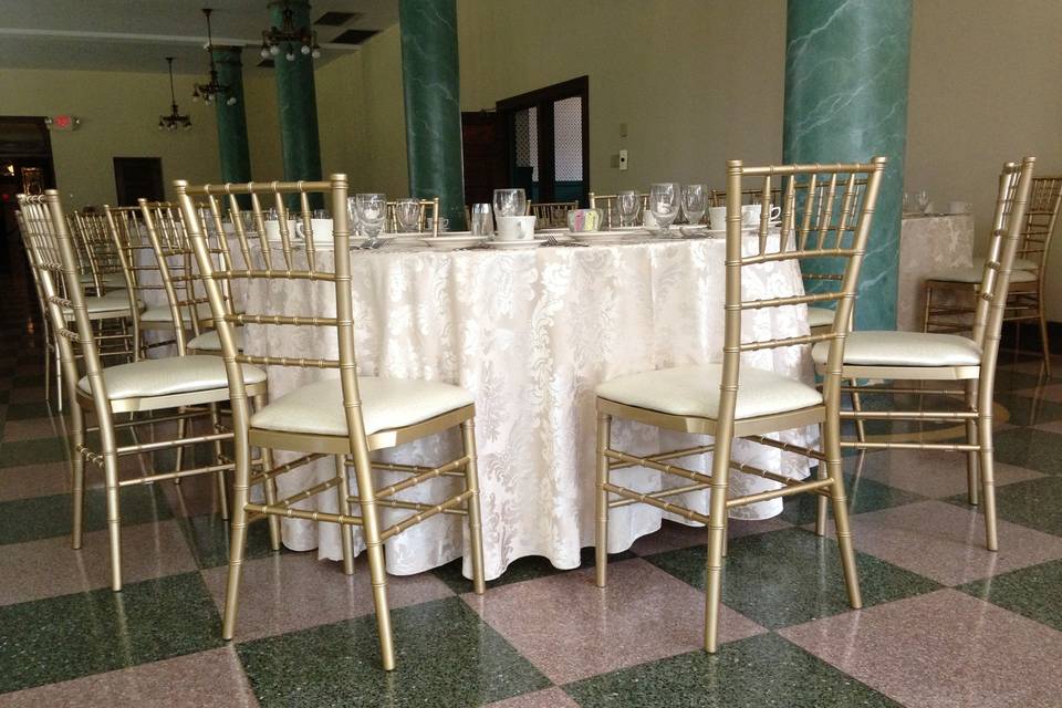 Lancaster Table & Seating White Wood Chiavari Chair with Black Cushion