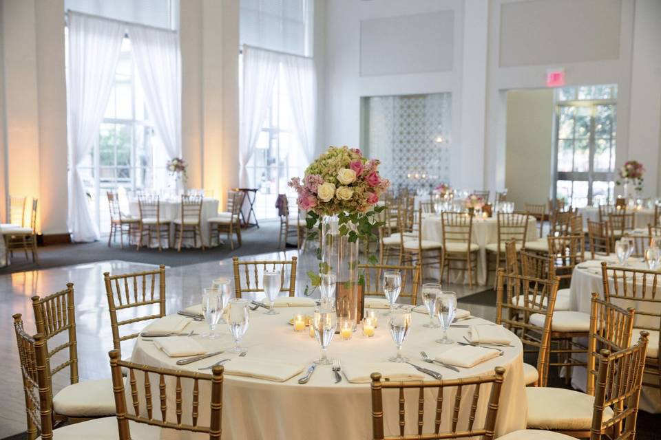 Table setup with centerpiece