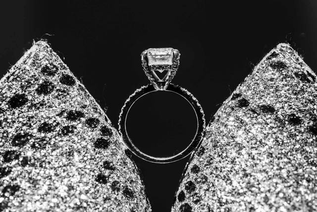 Engagement ring and wedding shoes