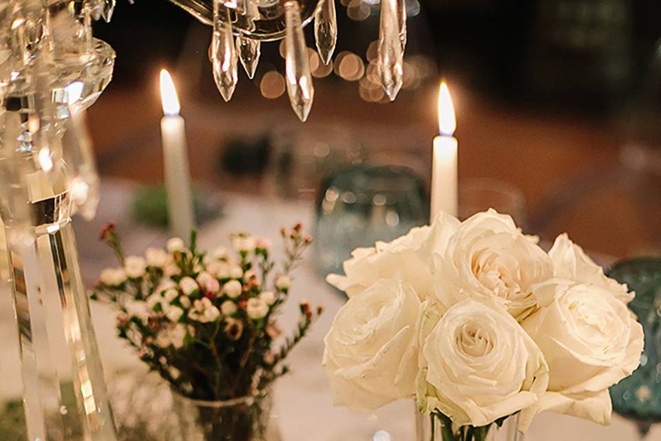 Candles and floral centerpieces