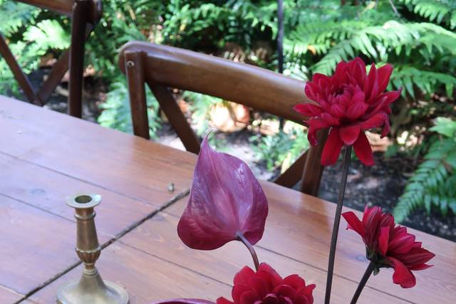 Burgundy floral arrangements