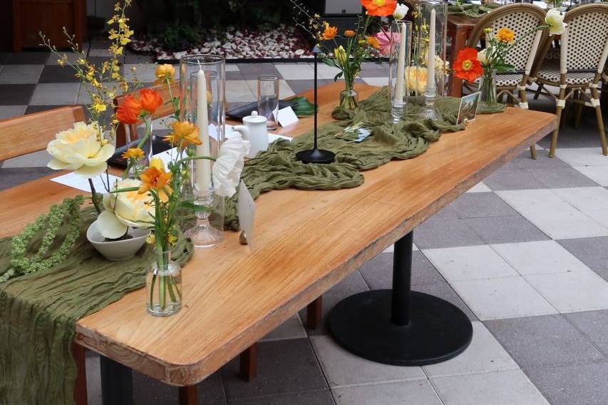 Bright floral arrangements