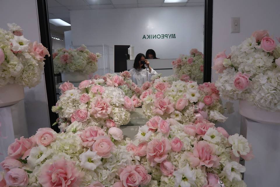 White & pink florals