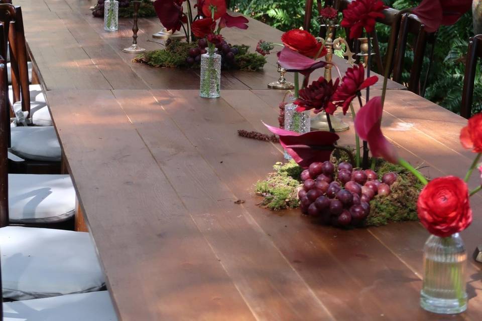 Table with burgundy accents