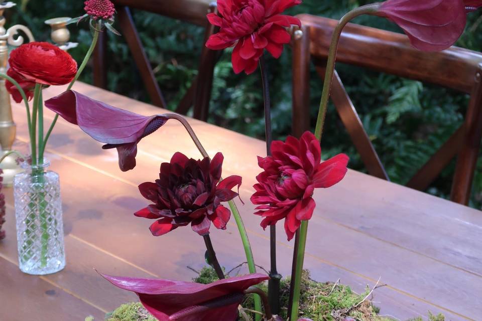 Burgundy centerpieces