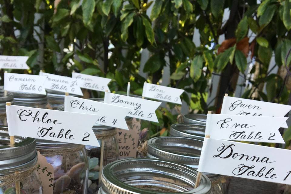 Seating Chart & Party Favors