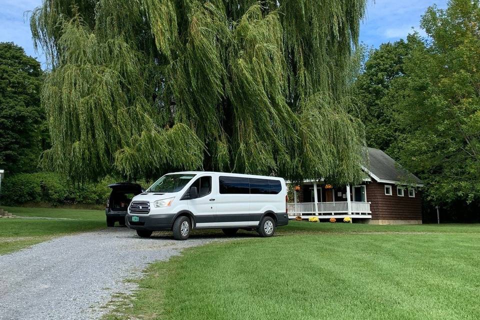 Van by tree