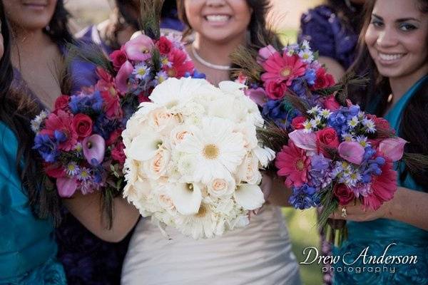 Ashley and girls with flowers.