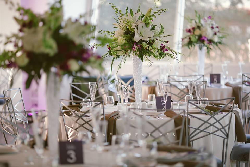 Table setup with centerpiece