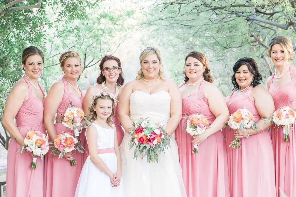 The bride with her bridesmaids