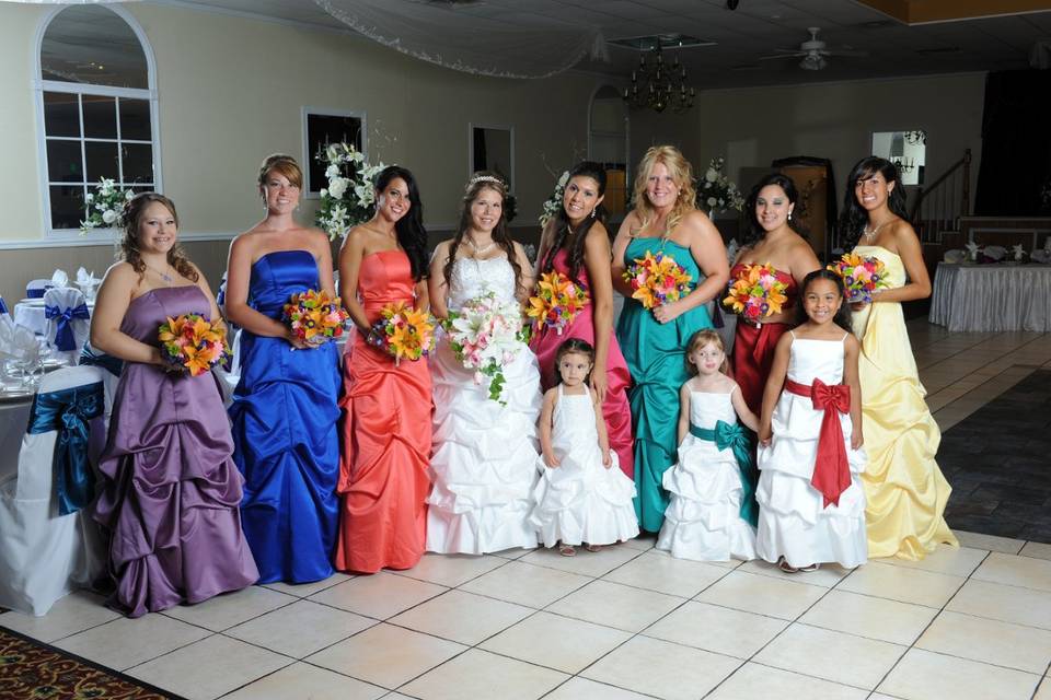 The bride with her bridesmaids