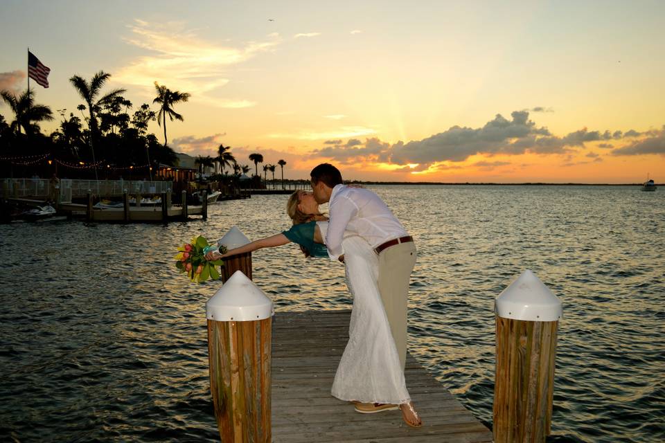 Sunset Wedding Kiss