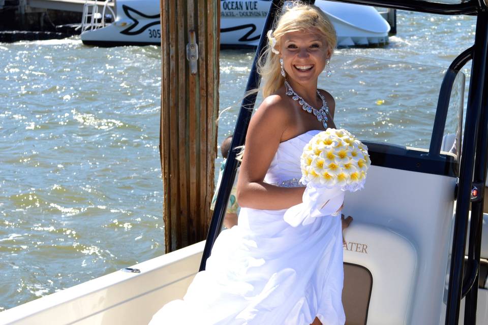 Bride coming by Boat
