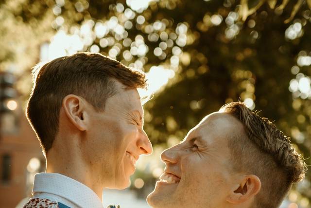 Grooms during golden hour