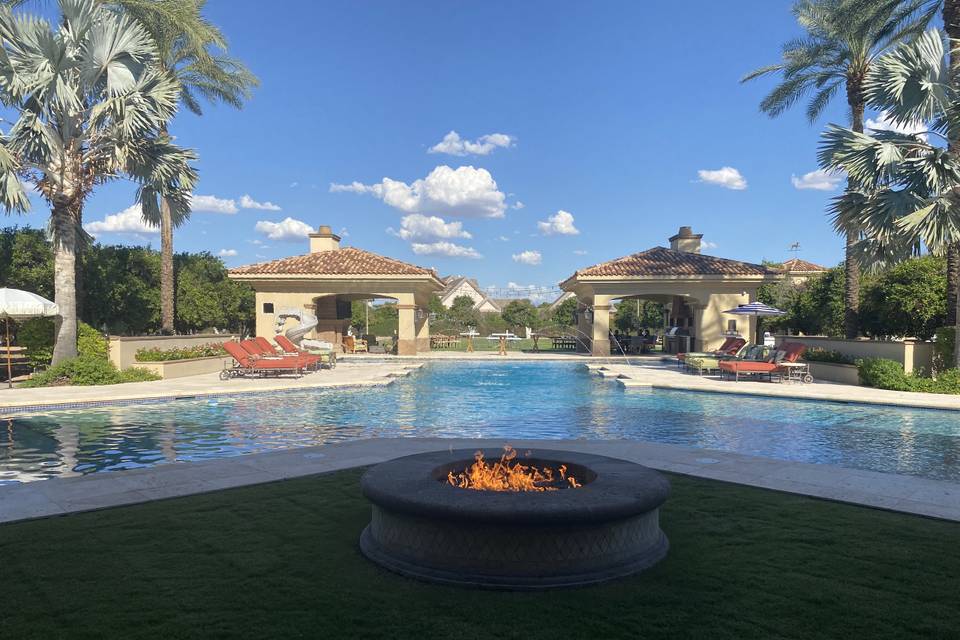 FIRE PIT AND TOWARDS POOL