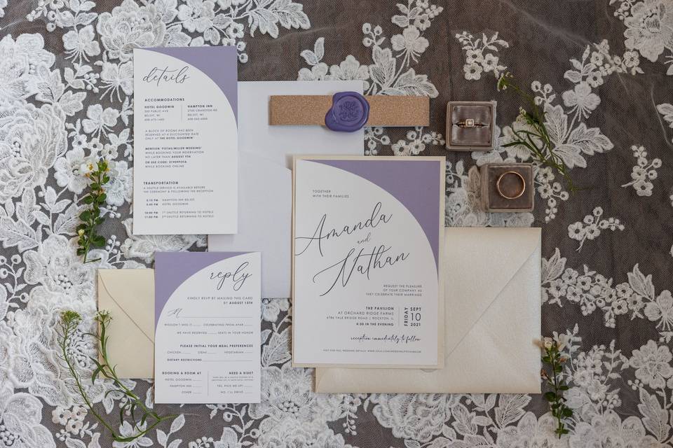 Purple wedding invitation