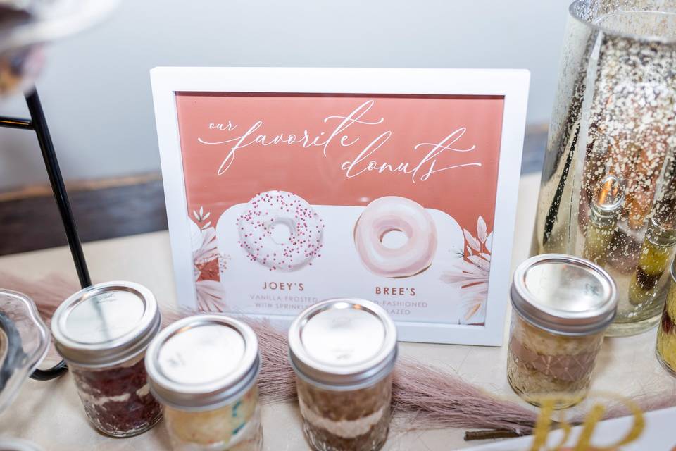 Donuts and sweets table sign