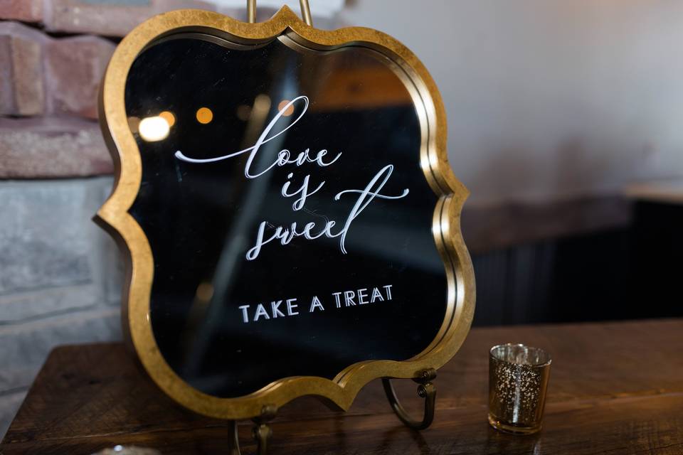 Sweets table mirror sign