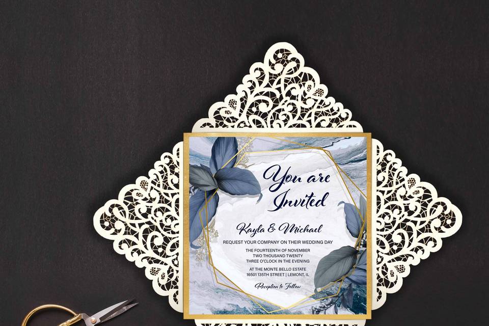 Gold wedding invitation