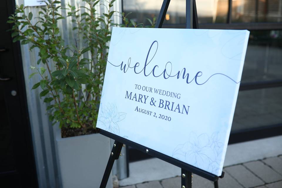 Navy wedding welcome sign