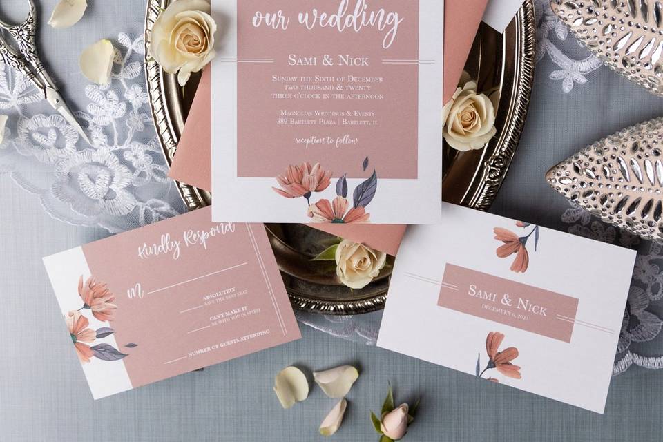 Pink and floral wedding suite