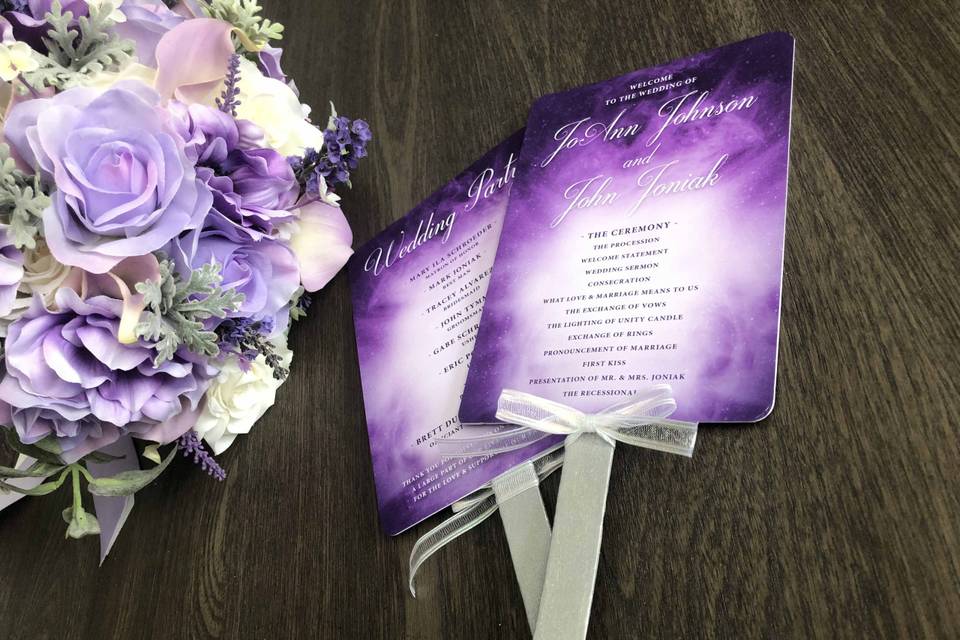 Purple ceremony program fans