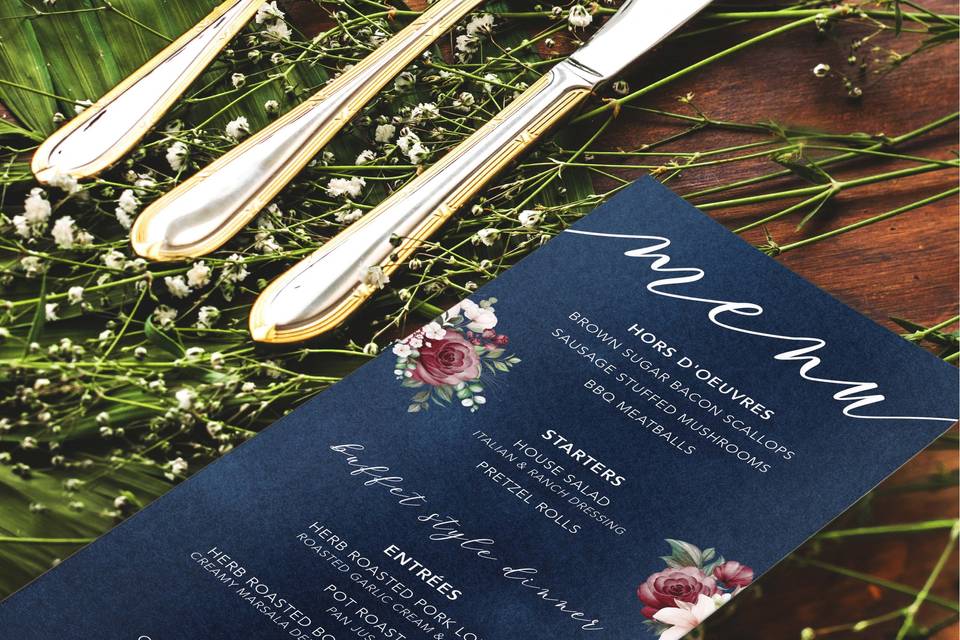 Navy wedding menu