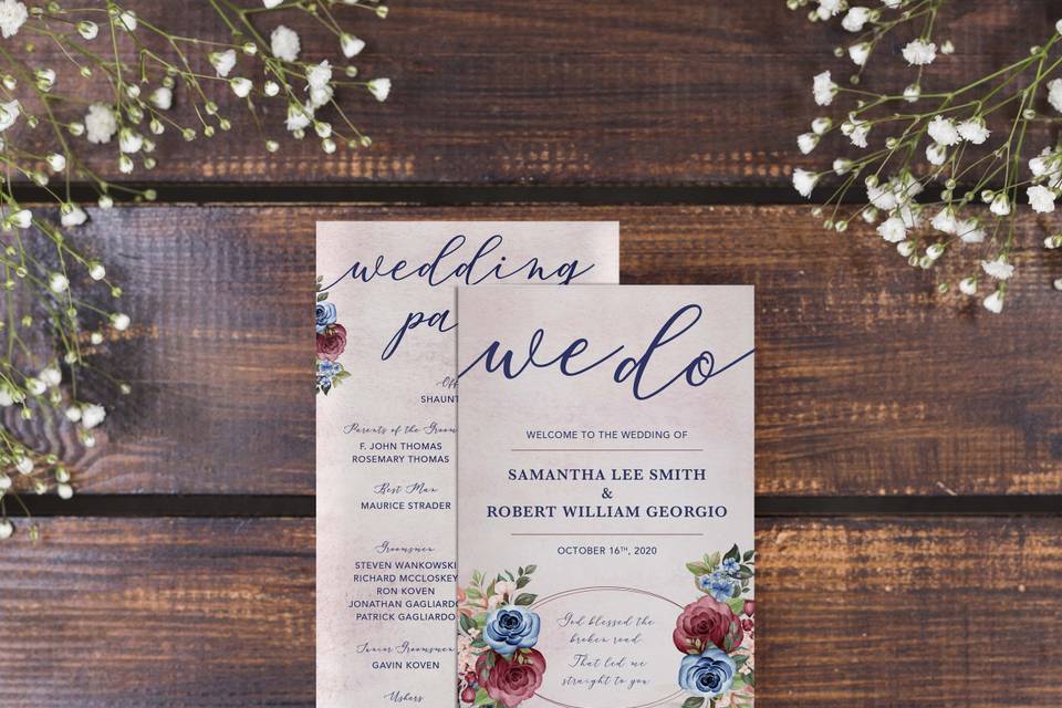 Burgundy wedding program