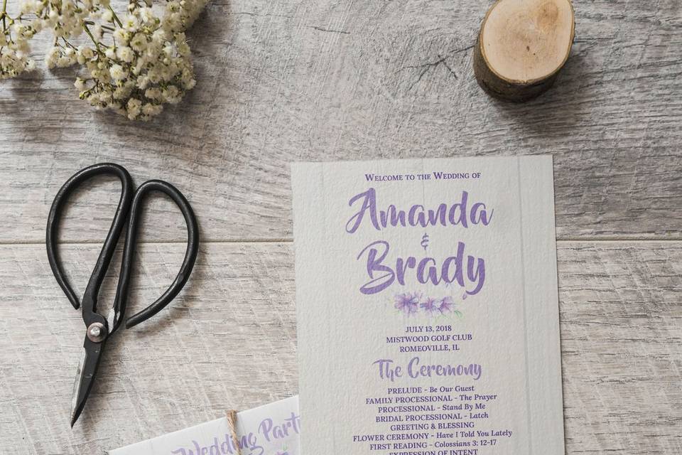 Rustic grey wedding program