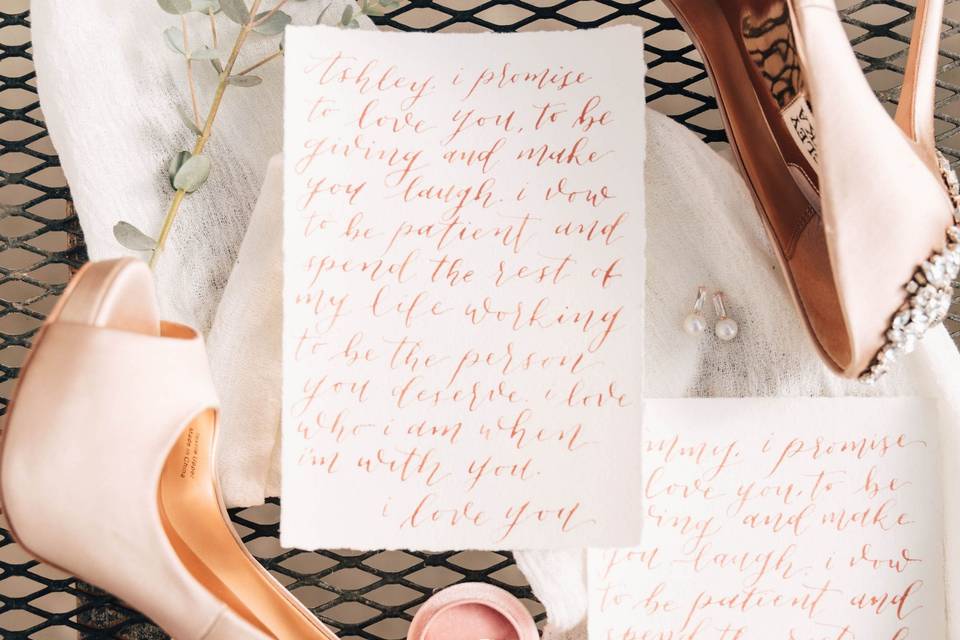 Wedding vows in calligraphy