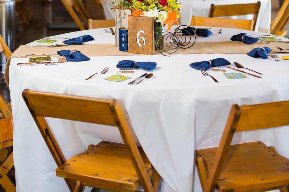 Reception set up in VV Hall